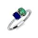 4 - Galina 7x5 mm Emerald Cut Blue Sapphire and 8x6 mm Oval Lab Created Alexandrite 2 Stone Duo Ring 