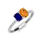 4 - Galina 7x5 mm Emerald Cut Blue Sapphire and 8x6 mm Oval Citrine 2 Stone Duo Ring 
