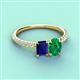 6 - Galina 7x5 mm Emerald Cut Blue Sapphire and 8x6 mm Oval Emerald 2 Stone Duo Ring 