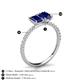 5 - Galina 7x5 mm Emerald Cut and 8x6 mm Oval Blue Sapphire 2 Stone Duo Ring 