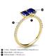5 - Galina 7x5 mm Emerald Cut and 8x6 mm Oval Blue Sapphire 2 Stone Duo Ring 