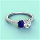 6 - Galina 7x5 mm Emerald Cut Blue Sapphire and GIA Certified 8x6 mm Oval Diamond 2 Stone Duo Ring 