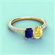 6 - Galina 7x5 mm Emerald Cut Blue Sapphire and 8x6 mm Oval Yellow Sapphire 2 Stone Duo Ring 