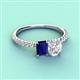 6 - Galina 7x5 mm Emerald Cut Blue Sapphire and 8x6 mm Oval White Sapphire 2 Stone Duo Ring 