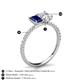 5 - Galina 7x5 mm Emerald Cut Blue Sapphire and 8x6 mm Oval White Sapphire 2 Stone Duo Ring 