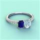 6 - Galina 7x5 mm Emerald Cut Blue Sapphire and 8x6 mm Oval Aquamarine 2 Stone Duo Ring 