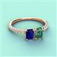 6 - Galina 7x5 mm Emerald Cut Blue Sapphire and 8x6 mm Oval Lab Created Alexandrite 2 Stone Duo Ring 
