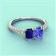 6 - Galina 7x5 mm Emerald Cut Blue Sapphire and 8x6 mm Oval Tanzanite 2 Stone Duo Ring 