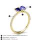 5 - Galina 7x5 mm Emerald Cut Blue Sapphire and 8x6 mm Oval Tanzanite 2 Stone Duo Ring 
