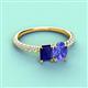 6 - Galina 7x5 mm Emerald Cut Blue Sapphire and 8x6 mm Oval Tanzanite 2 Stone Duo Ring 