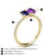 5 - Galina 7x5 mm Emerald Cut Blue Sapphire and 8x6 mm Oval Amethyst 2 Stone Duo Ring 