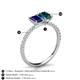 5 - Galina 7x5 mm Emerald Cut Blue Sapphire and 8x6 mm Oval London Blue Topaz 2 Stone Duo Ring 