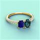 6 - Galina 7x5 mm Emerald Cut Blue Sapphire and 8x6 mm Oval London Blue Topaz 2 Stone Duo Ring 