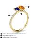 5 - Galina 7x5 mm Emerald Cut Blue Sapphire and 8x6 mm Oval Citrine 2 Stone Duo Ring 