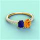 6 - Galina 7x5 mm Emerald Cut Blue Sapphire and 8x6 mm Oval Citrine 2 Stone Duo Ring 