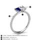 5 - Galina 7x5 mm Emerald Cut Blue Sapphire and 8x6 mm Oval Forever Brilliant Moissanite 2 Stone Duo Ring 