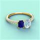 6 - Galina 7x5 mm Emerald Cut Blue Sapphire and 8x6 mm Oval Aquamarine 2 Stone Duo Ring 