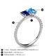 5 - Galina 7x5 mm Emerald Cut Blue Sapphire and 8x6 mm Oval Blue Topaz 2 Stone Duo Ring 
