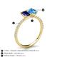 5 - Galina 7x5 mm Emerald Cut Blue Sapphire and 8x6 mm Oval Blue Topaz 2 Stone Duo Ring 