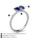 5 - Galina 7x5 mm Emerald Cut Blue Sapphire and 8x6 mm Oval Iolite 2 Stone Duo Ring 