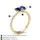 5 - Galina 7x5 mm Emerald Cut Blue Sapphire and 8x6 mm Oval Iolite 2 Stone Duo Ring 