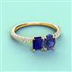 6 - Galina 7x5 mm Emerald Cut Blue Sapphire and 8x6 mm Oval Iolite 2 Stone Duo Ring 
