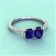6 - Galina 7x5 mm Emerald Cut and 8x6 mm Oval Blue Sapphire 2 Stone Duo Ring 