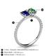 5 - Galina 7x5 mm Emerald Cut Blue Sapphire and 8x6 mm Oval Lab Created Alexandrite 2 Stone Duo Ring 