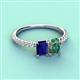 6 - Galina 7x5 mm Emerald Cut Blue Sapphire and 8x6 mm Oval Lab Created Alexandrite 2 Stone Duo Ring 