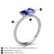 5 - Galina 7x5 mm Emerald Cut Blue Sapphire and 8x6 mm Oval Tanzanite 2 Stone Duo Ring 
