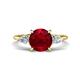 1 - Leah 3.22 ctw Created Ruby (8 mm) Hidden Halo accented Lab Grown Diamond Engagement Ring 