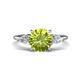 1 - Leah 2.27 ctw Peridot (8 mm) Hidden Halo accented Lab Grown Diamond Engagement Ring 