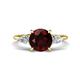 1 - Leah 2.73 ctw Red Garnet (8 mm) Hidden Halo accented Lab Grown Diamond Engagement Ring 