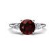 1 - Leah 2.73 ctw Red Garnet (8 mm) Hidden Halo accented Lab Grown Diamond Engagement Ring 