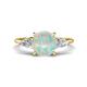 1 - Leah 1.87 ctw Opal (8 mm) Hidden Halo accented Lab Grown Diamond Engagement Ring 