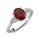 3 - Leah 3.13 ctw Red Garnet Oval Shape (9x7 mm) Hidden Halo accented Lab Grown Diamond Engagement Ring 