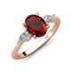 3 - Leah 3.13 ctw Red Garnet Oval Shape (9x7 mm) Hidden Halo accented Lab Grown Diamond Engagement Ring 