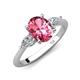 3 - Leah 2.58 ctw Pink Tourmaline Oval Shape (9x7 mm) Hidden Halo accented Lab Grown Diamond Engagement Ring 