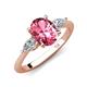 3 - Leah 2.58 ctw Pink Tourmaline Oval Shape (9x7 mm) Hidden Halo accented Lab Grown Diamond Engagement Ring 