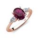 3 - Leah 3.23 ctw Rhodolite Garnet Oval Shape (9x7 mm) Hidden Halo accented Lab Grown Diamond Engagement Ring 