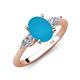 3 - Leah 2.43 ctw Turquoise Oval Shape (9x7 mm) Hidden Halo accented Lab Grown Diamond Engagement Ring 