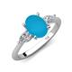 3 - Leah 2.43 ctw Turquoise Oval Shape (9x7 mm) Hidden Halo accented Lab Grown Diamond Engagement Ring 