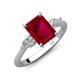 3 - Leah 3.63 ctw Created Ruby Emerald Shape (9x7 mm) Hidden Halo accented Lab Grown Diamond Engagement Ring 