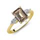 3 - Leah 2.93 ctw Smoky Quartz Emerald Shape (9x7 mm) Hidden Halo accented Lab Grown Diamond Engagement Ring 