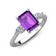 3 - Leah 2.93 ctw Amethyst Emerald Shape (9x7 mm) Hidden Halo accented Lab Grown Diamond Engagement Ring 