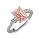 3 - Leah 3.18 ctw Morganite Emerald Shape (9x7 mm) Hidden Halo accented Lab Grown Diamond Engagement Ring 