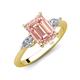 3 - Leah 3.18 ctw Morganite Emerald Shape (9x7 mm) Hidden Halo accented Lab Grown Diamond Engagement Ring 