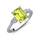3 - Leah 3.38 ctw Peridot Emerald Shape (9x7 mm) Hidden Halo accented Lab Grown Diamond Engagement Ring 