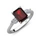 3 - Leah 3.93 ctw Red Garnet Emerald Shape (9x7 mm) Hidden Halo accented Lab Grown Diamond Engagement Ring 