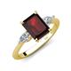 3 - Leah 3.93 ctw Red Garnet Emerald Shape (9x7 mm) Hidden Halo accented Lab Grown Diamond Engagement Ring 
